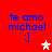 Red background with blue text 'te amo michael' and a smiley face, featuring two star icons in white and pink.