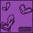 Purple background with repeated dark purple butterfly and heart shapes, plus 'AINE' text at bottom of each frame.