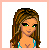 Pixel art character icon showing a woman with long brown hair, green eyes, and turquoise bikini top; lower section displays partial text 'Jana' in peach font.