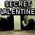Animated sequence showing silhouettes of a boy and girl in a room with heart symbols, accompanied by text about writing a song for Secret Valentine.