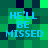 Pixelated green and dark blue background with repeated light blue text 'HE'LL BE MISSED' in four quadrants