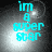 Cyan text reading 'im a super star' on dark background with shifting light effects.