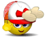 Animated yellow cartoon character wearing red-and-white cap with heart symbol, performing hand-waving motion across four frames.