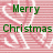 Green text reading 'Merry Christmas' and '<33' on a pink striped background with white snowflake patterns.