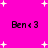 Bright pink background with scattered white plus signs; four instances of pixelated text reading "Benc 3" in black, arranged in two