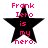 Black star-shaped icon with pink text reading "Frank Iero is my hero." on white background.