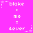 Pixelated text on bright pink background shows 'blake + me = dever' with star and dot decorations, repeated in a pattern