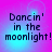 Four identical display 'Dancin' in the moonlight!' text on a gradient background shifting from pink to blue
