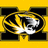 Yellow background with black 'M' logo containing tiger head, text 'MIZZOU is #1', 'OU is going down', and 'GO TIGERS!!' in pixelated font.