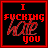 Two side-by-side with red borders display the text "I FUCKING love you" on black backgrounds, where the word "love" changes from red to white between