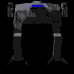 Gray mechanical bipedal figure with blue accents on a black background, shown in multiple sequential poses
