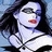 Pixelated static image of a stylized female figure with long dark hair, pale skin, and red lips against a blue background.
