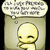 Yellow cartoon character with closed eyes and raised hand, shown in three stacked with identical poses but different speech bubbles