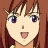 A 48x48 pixel animated contact sheet showing two frames of an anime-style character with brown hair and purple eyes on the left, next to a black background with white text "Anime IM" and "COM" on the right.