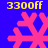 Four identical pink snowflake icons on blue background with yellow text '3300ff' above and below each icon.