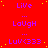 Red background with purple text repeating 'Live', 'Laugh', and 'Luv<333' in a pattern, yellow dots scattered throughout, gray rectangle in bottom-right corner