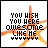 A 5x5 contact sheet of animated frames showing a pixelated icon with repeated text and orange starburst lines, where the heart symbols at the bottom change color across frames.