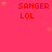 A static image with a bright pink background featuring repeated red text "SANGER LOL" and scattered small orange stars.