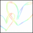 A static pixelated icon featuring a rainbow-colored heart outline with overlapping pastel lines on a white background.