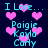 Pixelated text and pink hearts on a dark blue background with animated heart movement.