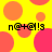 Yellow background with orange and pink circles; four instances of 'n@+@!s' text; no visible animation changes.