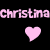 Pixelated pink text reading 'christinachristina' above a solid pink heart on black background.
