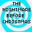 Four identical pixelated display text over a blue and white spiral background