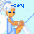 Pixelated character with white hair and blue dress holding a staff, standing against light blue background with text "Fairy" above.