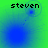 Four- shows 'steven' text above blue circular shapes on green gradient background with dotted lines connecting them