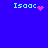 Blue background displays four 'Isaac' text instances with pink pixel art elements changing across frames.