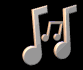 Animated sequence of musical note icons in varying sizes and positions against black backgrounds with gray horizontal dividers.