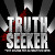 Pixelated graphic with bold white text "TRUTH SEEKER" on dark background, red splatter effect over letters.