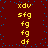 Red background with blue dots and yellow text arranged in two vertical , each containing repeated sequences of 'xdv', 'sfg', 'fg', 'df'