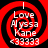 Four identical red and black spiral icons with white text reading "Love Alyssa Kane <33333" arranged in a