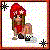 Pixelated of four with red border, featuring a cartoon girl and text about hockey