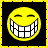 A 48x48 pixel animated contact sheet showing two frames of a yellow smiley face icon with exaggerated teeth on the left and text reading 'losing it' on the right, all within a yellow border.
