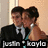 Two people in formal attire stand side-by-side with one person's arm around the other's shoulder, text overlays display names and a date.