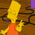 Pixelated yellow-haired character in orange dress holding a key, standing against brown background with black lines and purple corner.