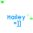 four and four shows the name "Hailey" with a smiley face below it, surrounded by green and light green stars that shift position across frames