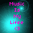 Pixelated text 'Music Is My Life' with a heart symbol on a teal gradient background, displayed in four -aligned