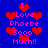 Blue background with red pixelated hearts and pink text reading "I Love Phoebe Sooo Much!!" in multiple repeated arrangements.