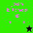 Pixel art buddy icon with pink text 'josh bitches :p' and emoticons on green and black backgrounds, featuring a black star and green star in different frames.