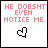 nine pixel art displays the text 'HE DOESNT EVEN NOTICE ME.' with a heart icon showing progressive pink coloration across observations
