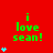 Red background with green text 'i love sean!' and varying blue heart counts per , showing animation progression from one to five hearts
