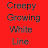 A 48x48 animated contact sheet showing a white line growing on a red background across 19 frames, with the text 'Creepy Growing White Line' visible in the top-left corner.