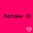 Pixelated text 'Natalie :D' appears twice on a bright pink background with two white pixel hearts below.