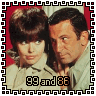 identical cartoon-style images showing two people against a red background with yellow text reading "99 and 86" at the bottom