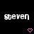 Pixelated text 'steven' repeated across a black background with pink heart symbols, showing animation changes in heart shapes and text clarity.