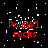 Red text 'PouW1 rocks' on black background with white pixel noise, five instances arranged in two