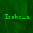 Green pixelated text 'Isabella' appears in three positions on a green background with a gray rectangle overlay.